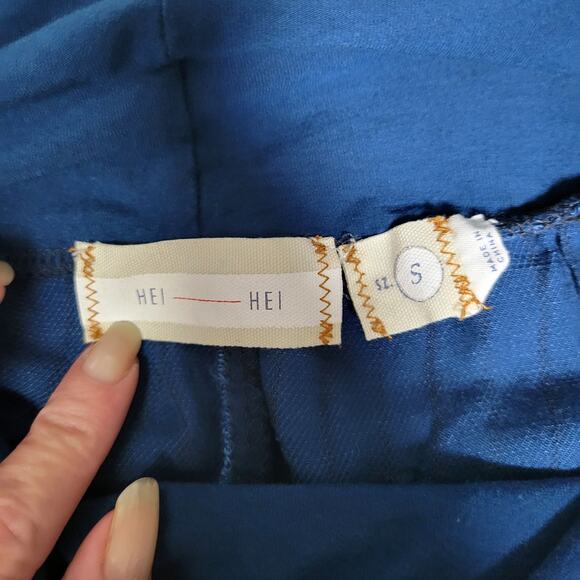 Hei Hei Eventide Linen Blend Cropped Pants Sz S Wide Band Resortwear Preppy - Picture 6 of 9